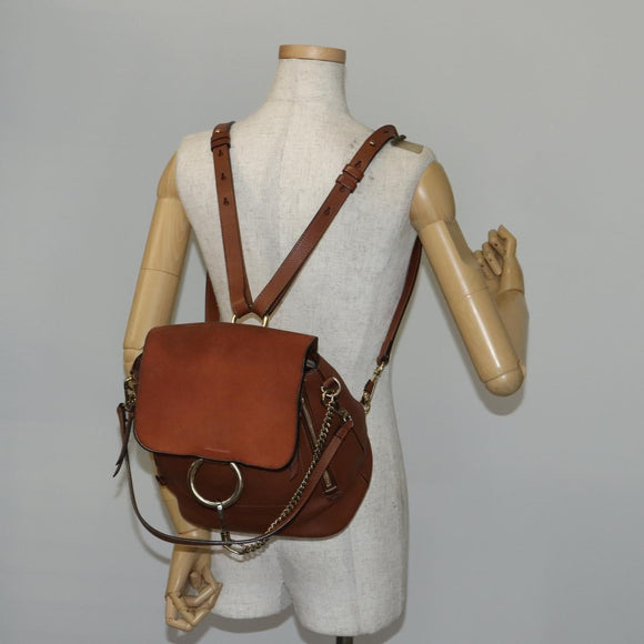 Chloe Fay Backpack Suede Leather 2way Brown Auth BA6830