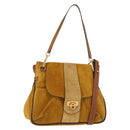 Chloe Lexa Hand Bag Suede Leather 2way Yellow Gold Auth BA6831-1