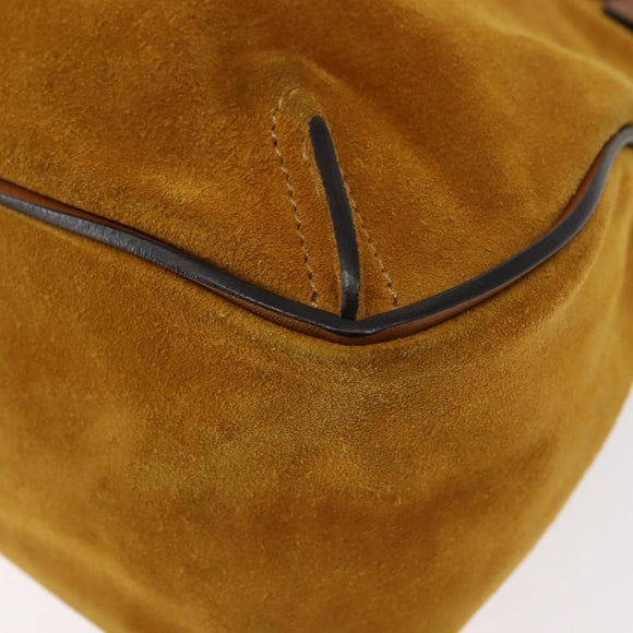 Chloe Lexa Hand Bag Suede Leather 2way Yellow Gold Auth BA6831