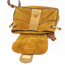 Chloe Lexa Hand Bag Suede Leather 2way Yellow Gold Auth BA6831-19