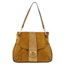 Chloe Lexa Hand Bag Suede Leather 2way Yellow Gold Auth BA6831-13
