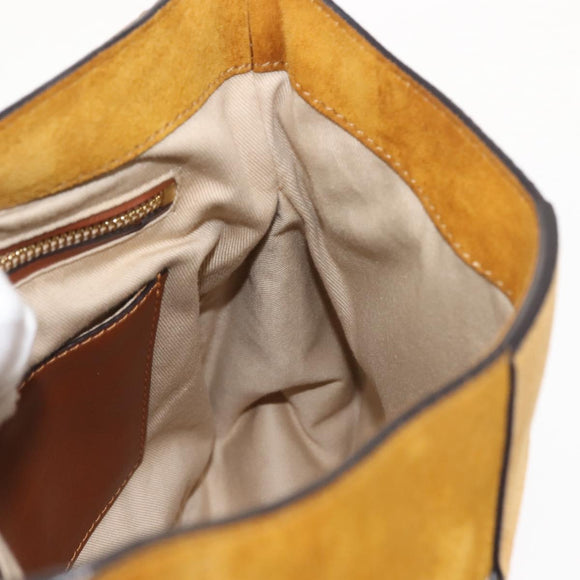 Chloe Lexa Hand Bag Suede Leather 2way Yellow Gold Auth BA6831