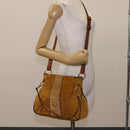 Chloe Lexa Hand Bag Suede Leather 2way Yellow Gold Auth BA6831-24
