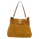 Chloe Lexa Hand Bag Suede Leather 2way Yellow Gold Auth BA6831-2