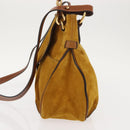 Chloe Lexa Hand Bag Suede Leather 2way Yellow Gold Auth BA6831-3