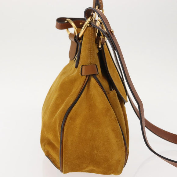 Chloe Lexa Hand Bag Suede Leather 2way Yellow Gold Auth BA6831