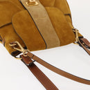 Chloe Lexa Hand Bag Suede Leather 2way Yellow Gold Auth BA6831-6