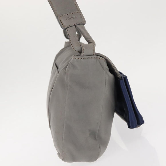Chloe Shoulder Bag Leather Gray Auth BA6834