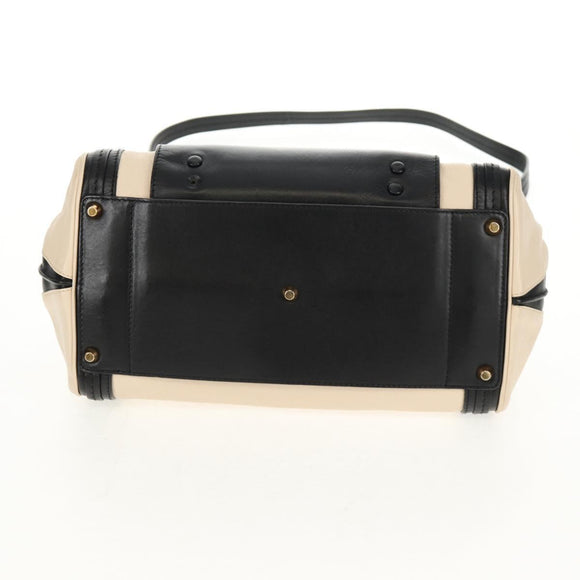 Chloe Alice Hand Bag Leather 2way White Black Auth BA6836