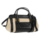 Chloe Alice Hand Bag Leather 2way White Black Auth BA6836-1