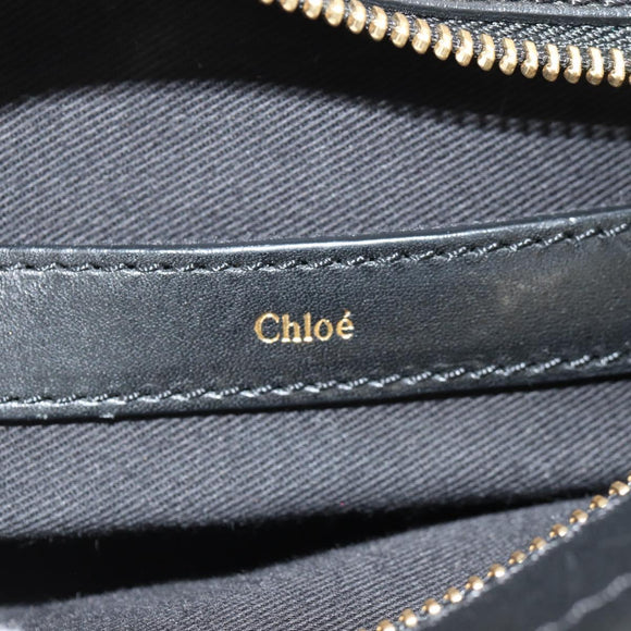 Chloe Alice Hand Bag Leather 2way White Black Auth BA6836