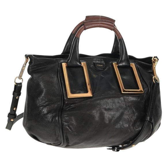 Chloe Etel Handtas Leer 2way Zwart Auth BA6838