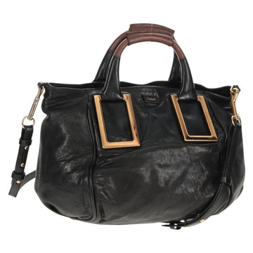 Chloe Etel Hand Bag Leather 2way Black Auth BA6838