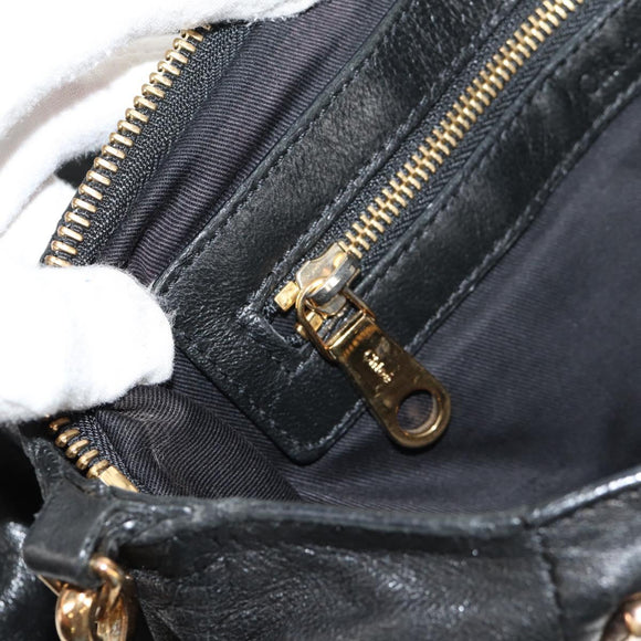 Chloe Etel Hand Bag Leather 2way Black Auth BA6838
