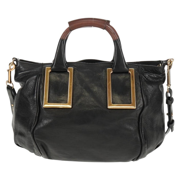 Chloe Etel Hand Bag Leather 2way Black Auth BA6838