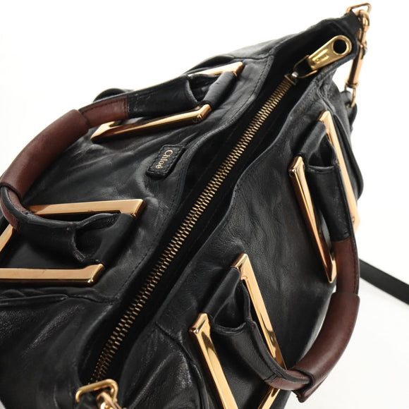 Chloe Etel Handtas Leer 2way Zwart Auth BA6838