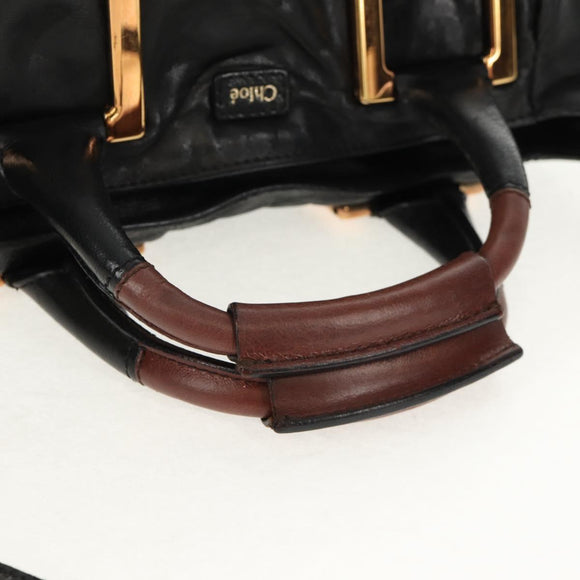 Chloe Etel Handtas Leer 2way Zwart Auth BA6838