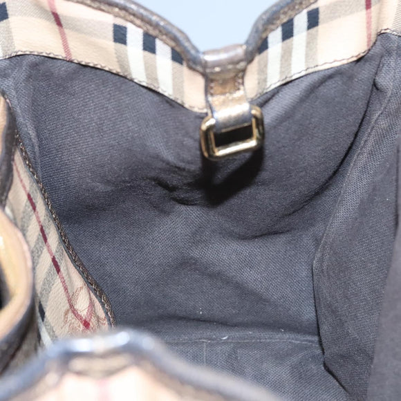 BURBERRY Nova Check Shoulder Bag PVC Beige Brown gold Auth BA684