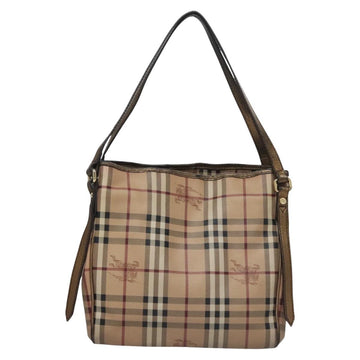 BURBERRY Nova Check Shoulder Bag PVC Beige Brown gold Auth BA684 - 0