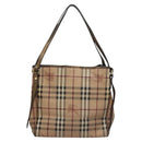 BURBERRY Nova Check Shoulder Bag PVC Beige Brown gold Auth BA684-3