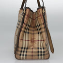 BURBERRY Nova Check Shoulder Bag PVC Beige Brown gold Auth BA684-4