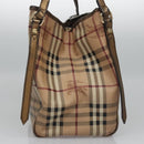 BURBERRY Nova Check Shoulder Bag PVC Beige Brown gold Auth BA684-4