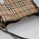 BURBERRY Nova Check Shoulder Bag PVC Beige Brown gold Auth BA684-6