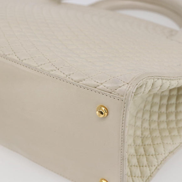 BALLY Hand Bag Leather White Auth BA6841