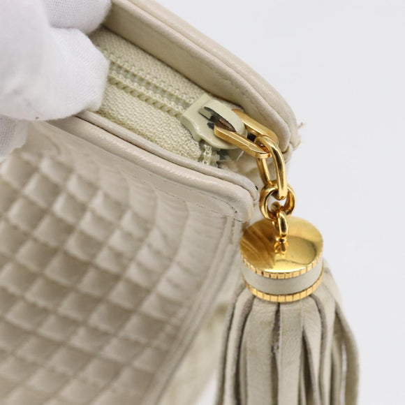 BALLY Hand Bag Leather White Auth BA6841