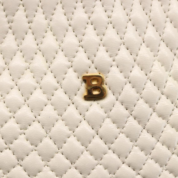 BALLY Hand Bag Leather White Auth BA6841