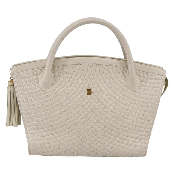 BALLY Hand Bag Leather White Auth BA6841
