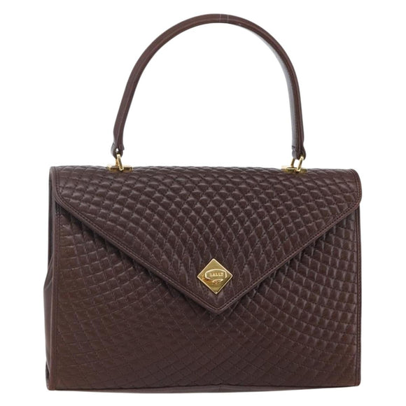 BALLY Hand Bag Leather Brown Auth BA6842