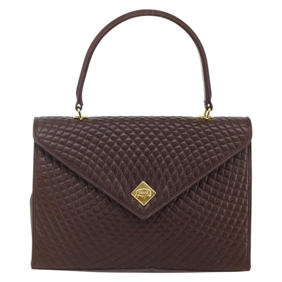 BALLY Hand Bag Leather Brown Auth BA6842