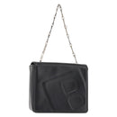 BALLY Chain Shoulder Bag Leather Black Auth BA6843-1