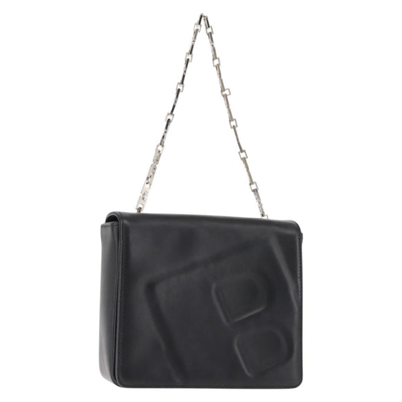 BALLY Chain Shoulder Bag Leather Black Auth BA6843