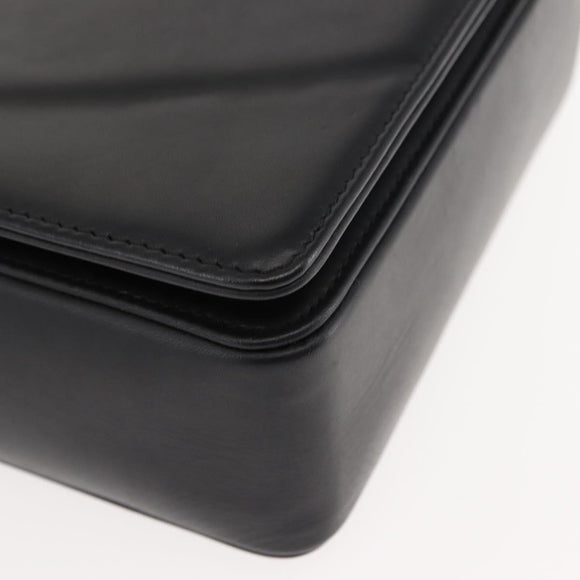 BALLY Chain Shoulder Bag Leather Black Auth BA6843