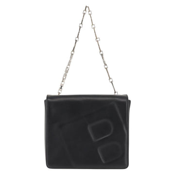 BALLY Chain Shoulder Bag Leather Black Auth BA6843 - 0