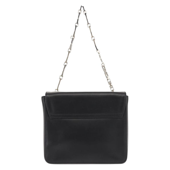 BALLY Chain Shoulder Bag Leather Black Auth BA6843
