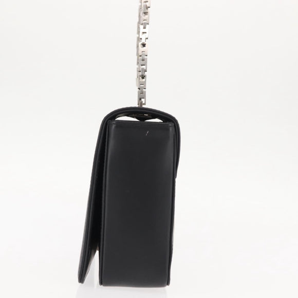 BALLY Chain Shoulder Bag Leather Black Auth BA6843