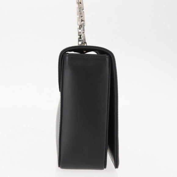 BALLY Chain Shoulder Bag Leather Black Auth BA6843