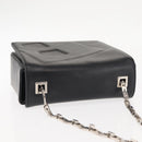 BALLY Chain Shoulder Bag Leather Black Auth BA6843-6