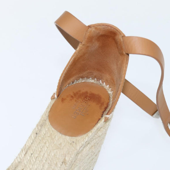 HERMES Tipoli Espadrilles Shoes Raffia Beige Auth BA6845