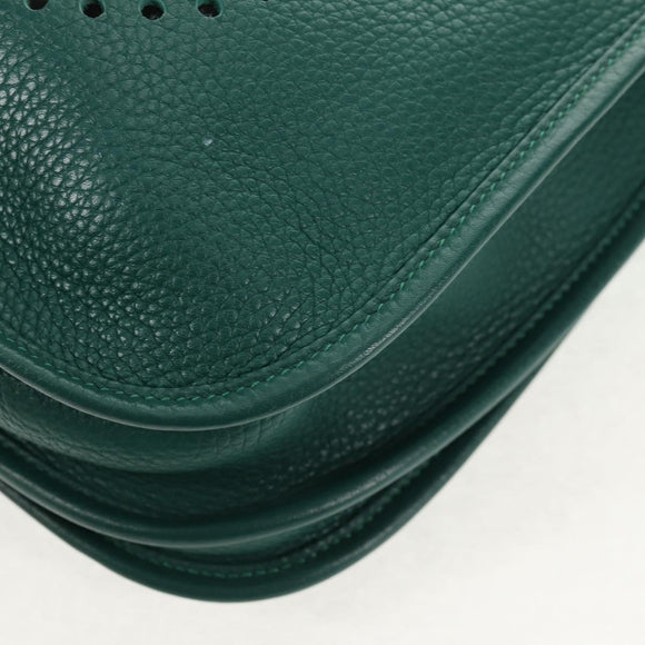 HERMES Evelyn 3 PM Shoulder Bag Taurillon Clemence Green Auth BA6847A