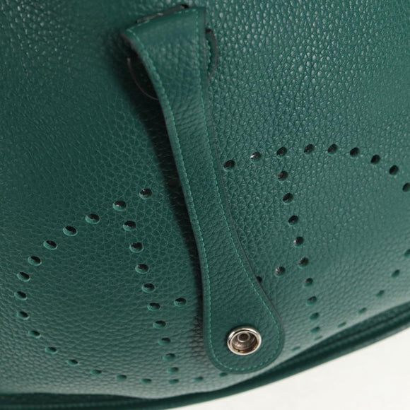 HERMES Evelyn 3 PM Shoulder Bag Taurillon Clemence Green Auth BA6847A