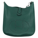 HERMES Evelyn 3 PM Shoulder Bag Taurillon Clemence Green Auth BA6847A-13
