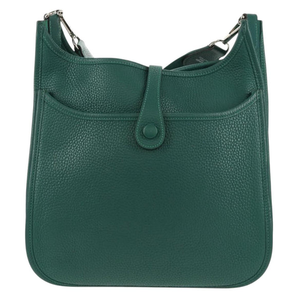 HERMES Evelyn 3 PM Shoulder Bag Taurillon Clemence Green Auth BA6847A