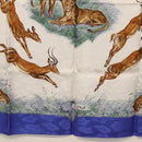 HERMES Carre 90 Scarf ""kenya"" Silk Blue Auth BA6850-9