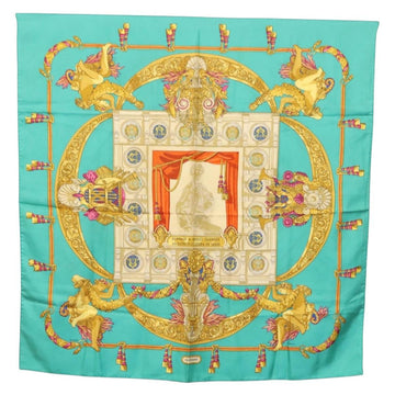 HERMES Carre 90 Scarf ""HOMMAGE A CHARLES GARNIER"" Silk Green Auth BA6851