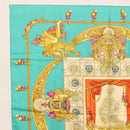 HERMES Carre 90 Scarf ""HOMMAGE A CHARLES GARNIER"" Silk Green Auth BA6851-2