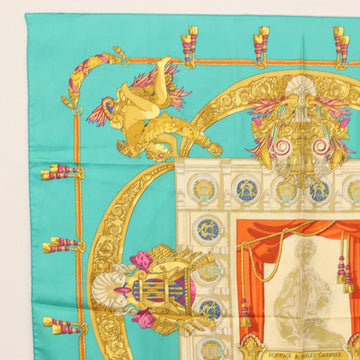 HERMES Carre 90 Scarf ""HOMMAGE A CHARLES GARNIER"" Silk Green Auth BA6851 - 0